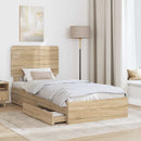 vidaXL Tárolós Ágy fejtámlával Sonoma tölgy 100 x 200 cm Faanyag