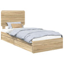 vidaXL Tárolós Ágy fejtámlával Sonoma tölgy 100 x 200 cm Faanyag