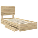 vidaXL Tárolós Ágy fejtámlával Sonoma tölgy 100 x 200 cm Faanyag