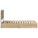 vidaXL Tárolós Ágy fejtámlával Sonoma tölgy 100 x 200 cm Faanyag