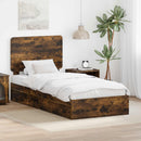 vidaXL Tárolós Ágy fejtámlával Füstölt tölgy 100 x 200 cm Faanyag
