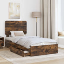 vidaXL Tárolós Ágy fejtámlával Füstölt tölgy 100 x 200 cm Faanyag