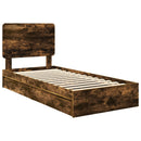 vidaXL Tárolós Ágy fejtámlával Füstölt tölgy 100 x 200 cm Faanyag