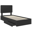 vidaXL Tárolós Ágy fejtámlával fiókkal Fekete 90 x 190 cm Faanyag