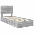 vidaXL Tárolós Ágy fejtámlával Szürke Sonoma 90 x 190 cm Faanyag