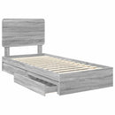vidaXL Tárolós Ágy fejtámlával Szürke Sonoma 90 x 190 cm Faanyag