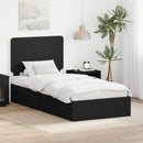 vidaXL Tárolós Ágy fejtámlával fiókkal Fekete 75 x 190 cm Faanyag