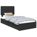 vidaXL Tárolós Ágy fejtámlával fiókkal Fekete 75 x 190 cm Faanyag