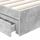 vidaXL Tárolós Ágy fejtámlával Beton Szürke 75 x 190 cm Faanyag