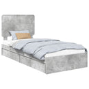 vidaXL Tárolós Ágy fejtámlával Beton Szürke 75 x 190 cm Faanyag