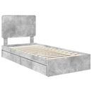 vidaXL Tárolós Ágy fejtámlával Beton Szürke 75 x 190 cm Faanyag
