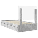 vidaXL Tárolós Ágy fejtámlával Beton Szürke 75 x 190 cm Faanyag