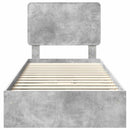 vidaXL Tárolós Ágy fejtámlával Beton Szürke 75 x 190 cm Faanyag
