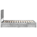 vidaXL Tárolós Ágy fejtámlával Beton Szürke 75 x 190 cm Faanyag