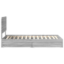 vidaXL Tárolós Ágy fejtámlával Szürke Sonoma 75 x 190 cm Faanyag