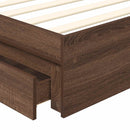vidaXL Tárolós Ágy fejtámlával fiókkal Barna Tölgy 75 x 190 cm Faanyag