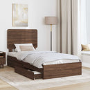 vidaXL Tárolós Ágy fejtámlával fiókkal Barna Tölgy 75 x 190 cm Faanyag