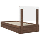 vidaXL Tárolós Ágy fejtámlával fiókkal Barna Tölgy 75 x 190 cm Faanyag