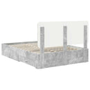 vidaXL Ágykeret fejtámlával fiókkal Beton Szürke 140 x 190 cm Faanyag