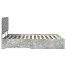 vidaXL Ágykeret fejtámlával fiókkal Beton Szürke 140 x 190 cm Faanyag