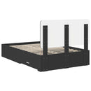 vidaXL Ágykeret fejtámlával fiókkal Fekete 135 x 190 cm Faanyag