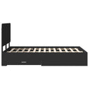 vidaXL Ágykeret fejtámlával fiókkal Fekete 135 x 190 cm Faanyag