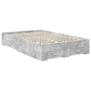 vidaXL Ágykeret fejtámlával fiókkal Beton Szürke 120 x 200 cm Faanyag