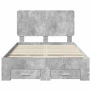 vidaXL Ágykeret fejtámlával fiókkal Beton Szürke 120 x 200 cm Faanyag