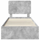 vidaXL Ágykeret fejtámlával fiókkal Beton Szürke 90 x 200 cm Faanyag
