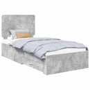 vidaXL Ágykeret fejtámlával fiókkal Beton Szürke 90 x 190 cm Faanyag