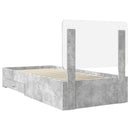 vidaXL Ágykeret fejtámlával fiókkal Beton Szürke 90 x 190 cm Faanyag