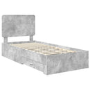 vidaXL Ágykeret fejtámlával fiókkal Beton Szürke 70 x 190 cm Faanyag