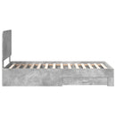 vidaXL Ágykeret fejtámlával fiókkal Beton Szürke 70 x 190 cm Faanyag