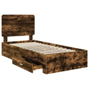 vidaXL Ágykeret fejtámlával fiókkal Füstölt tölgy 75 x 190 cm Faanyag