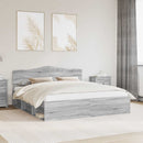 vidaXL Ágykeret fejtámlával Szürke Sonoma 200 x 200 cm Tömör fenyőfa
