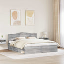 vidaXL Ágykeret fejtámlával Szürke Sonoma 200 x 200 cm Tömör fenyőfa