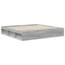 vidaXL Ágykeret fejtámlával Szürke Sonoma 200 x 200 cm Tömör fenyőfa