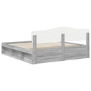 vidaXL Ágykeret fejtámlával Szürke Sonoma 200 x 200 cm Tömör fenyőfa