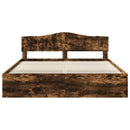vidaXL Ágykeret fejtámlával Füstölt tölgy 180 x 200 cm Tömör fenyőfa