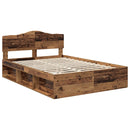 vidaXL Ágykeret fejtámlával Öreg fa 140 x 190 cm Tömör fenyőfa