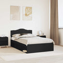 vidaXL Ágykeret fejtámlával Fekete 135 x 190 cm Tömör fenyőfa