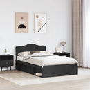 vidaXL Ágykeret fejtámlával Fekete 135 x 190 cm Tömör fenyőfa