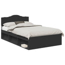 vidaXL Ágykeret fejtámlával Fekete 135 x 190 cm Tömör fenyőfa