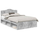 vidaXL Ágykeret fejtámlával Beton Szürke 135 x 190 cm Tömör fenyőfa