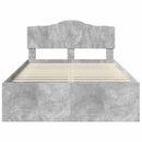 vidaXL Ágykeret fejtámlával Beton Szürke 135 x 190 cm Tömör fenyőfa