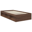 vidaXL Ágykeret fejtámlával Barna Tölgy 100 x 200 cm Tömör fenyőfa