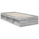 vidaXL Ágykeret fejtámlával Szürke Sonoma 90 x 200 cm Tömör fenyőfa