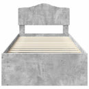 vidaXL Ágykeret fejtámlával Beton Szürke 75 x 190 cm Tömör fenyőfa