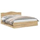 vidaXL Ágykeret fiókkal tárolóval Sonoma tölgy 200 x 200 cm Mérnöki Fa
