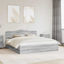 vidaXL Ágykeret fiókkal Szürke Sonoma 180 x 200 cm Mérnöki Fa